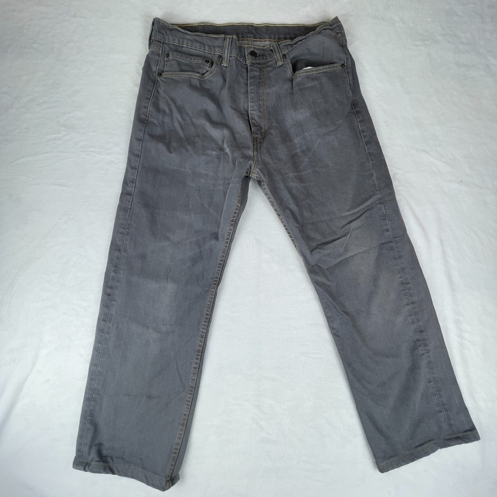 Levi's Jeans Mens 36x30 Gray 505 Denim Stretch Red Tab Straight Leg Regular Fit